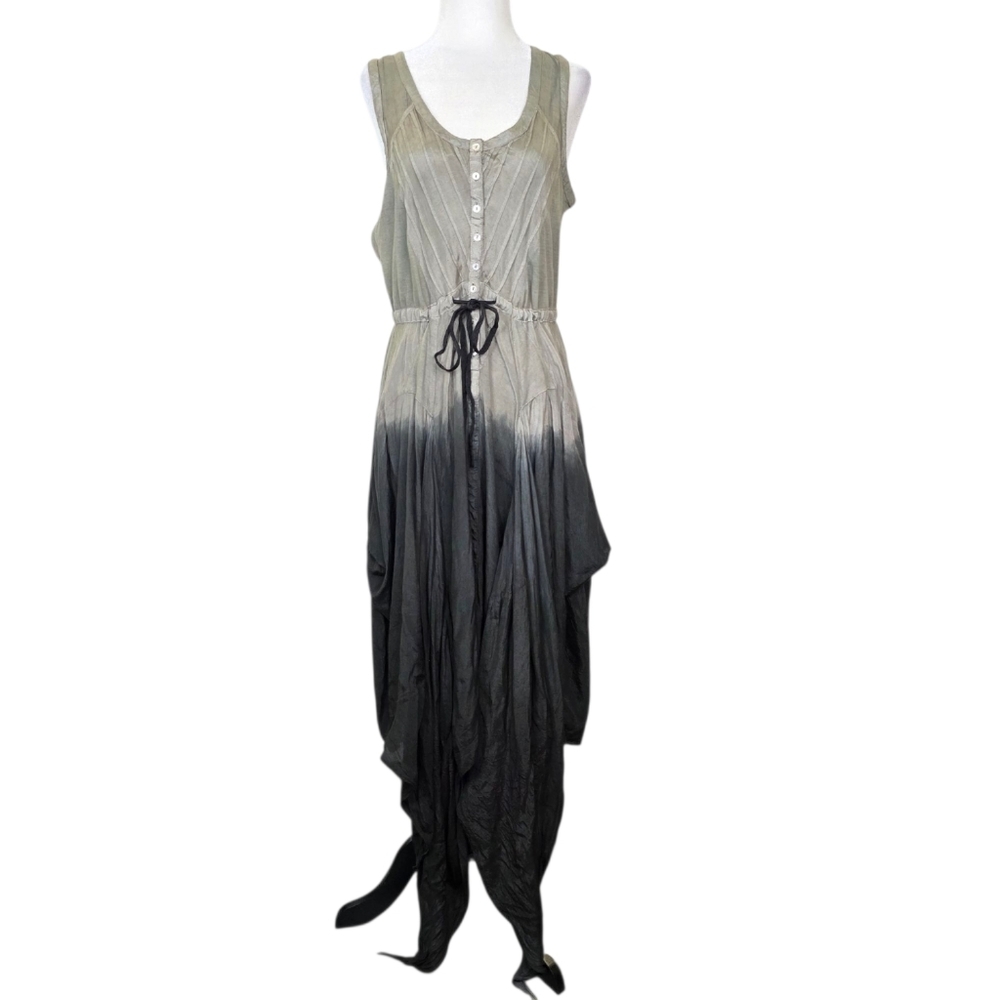 Desigual Tye dye button front lagenlook waist tie midi dress